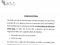 Convocatória Assembleia – Geral a realizar no dia 28/03/2019 às 20h:30m