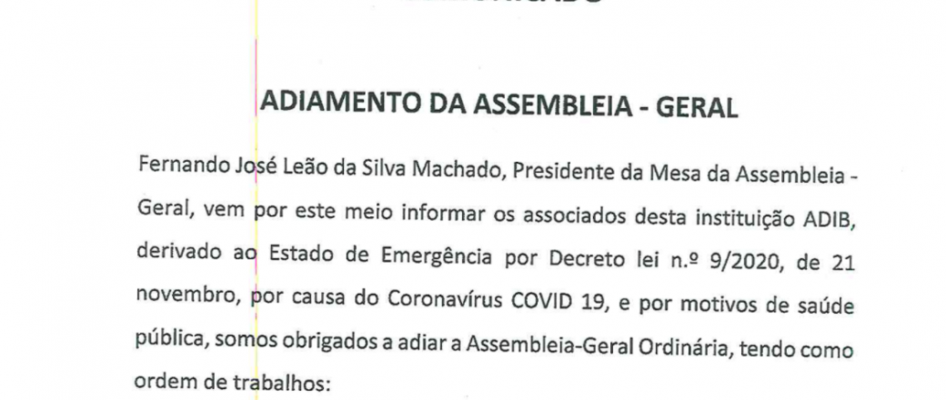 ADIB – Adiamento da Assembleia – Geral