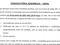 Convocatória Assembleia Geral 28/03/2022